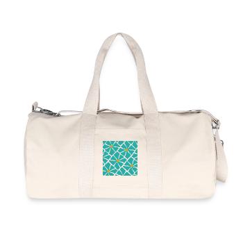Turquoise Blossoms Mosaic Pattern - Recycled Canvas Sports Bag by Stanley/Stella - natural - Front
