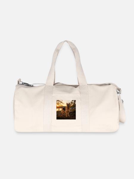 German Shepherd Dog at Sunset - Recycled Canvas Sports Bag by Stanley/Stella - natural