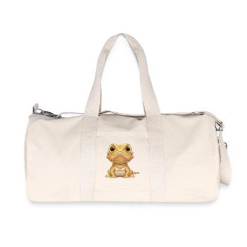 Dragon barbu câlin – dessin animé aux yeux géants - Sac de sport en toile recyclée Stanley/Stella - blanc naturel - Devant