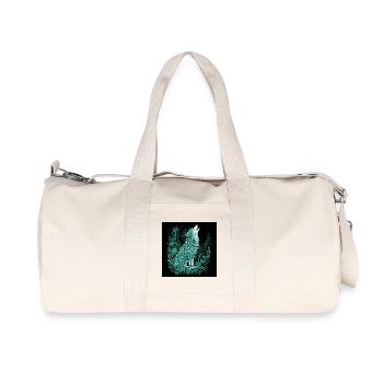 Mondwolf Linienstil mit Flora - Recycelte Canvas-Sporttasche von Stanley/Stella - Naturweiß - Vorne