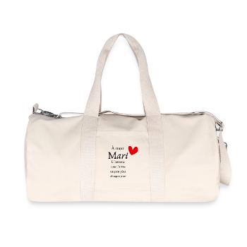 À mon mari chéri l’homme que j’aime idée cadeau - Sac de sport en toile recyclée Stanley/Stella - blanc naturel - Devant