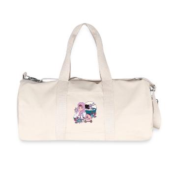 Manga Artist, Ramen and Pig in Wheelchair - Recycled Canvas Sports Bag by Stanley/Stella - natural - Front