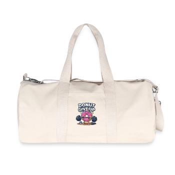 Donut Give Up Gym Fitness Saying Workout Training - Recycled Canvas Sports Bag by Stanley/Stella - natural - Front