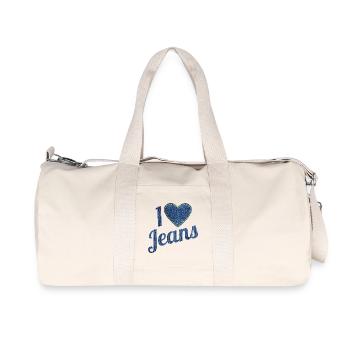 I love jeans vintage fashion design with heart - Recycled Canvas Sports Bag by Stanley/Stella - natural - Front