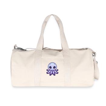 Kawaii Big Eyes Purple Octopus - Recycled Canvas Sports Bag by Stanley/Stella - natural - Front