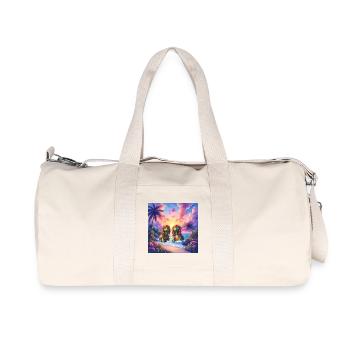 Tropical turtles at sunset - Recycled Canvas Sports Bag by Stanley/Stella - natural - Front