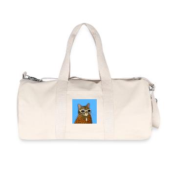 Tabby Cat in Leopard Print - Recycled Canvas Sports Bag by Stanley/Stella - natural - Front