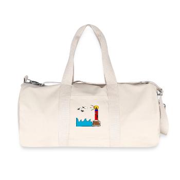 Lighthouse by the sea in the circle of the sun - Recycled Canvas Sports Bag by Stanley/Stella - natural - Front