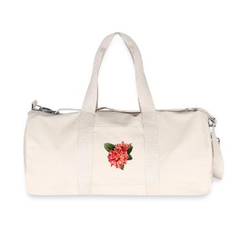 Vibrant_Ixora_Flower_Coral_Red_Tropical_Print - Recycelte Canvas-Sporttasche von Stanley/Stella - Naturweiß - Vorne