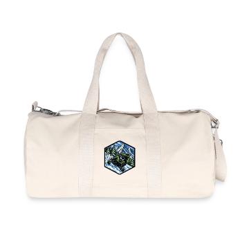 Schneemobilfahren dynamisch auf Schnee klettern - Recycelte Canvas-Sporttasche von Stanley/Stella - Naturweiß - Vorne