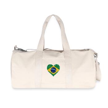 Brasilien Flagge Herz - Recycelte Canvas-Sporttasche von Stanley/Stella - Naturweiß - Vorne
