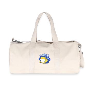 Frog Stepper with Helmet – Cartoon Adventure - Recycled Canvas Sports Bag by Stanley/Stella - natural - Front