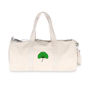 Ginkgo Blatt Silhouette in Smaragdgrün - Recycelte Canvas-Sporttasche von Stanley/Stella - Naturweiß - Vorne