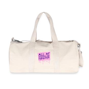 All My Systems Are Nervous Funny Fear Nerd Logo - Recycled Canvas Sports Bag by Stanley/Stella - natural - Front