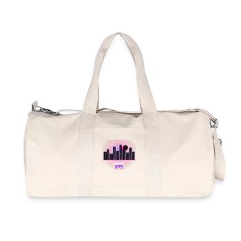 Night City – Neon-Urbane Skyline - Recycelte Canvas-Sporttasche von Stanley/Stella - Naturweiß - Vorne