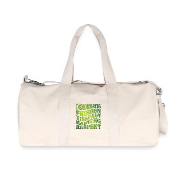 DEMOKRATIE - HALTUNG GRÜN - Recycelte Canvas-Sporttasche von Stanley/Stella - Naturweiß - Vorne