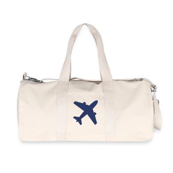 Airplane Solid Icon Aviation Flight Travel Aircraf - Recycled Canvas Sports Bag by Stanley/Stella - natural - Front