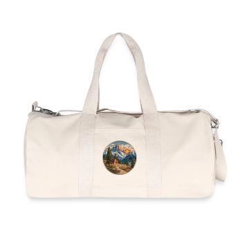 Berglandschaft Patch mit Hütte - Recycelte Canvas-Sporttasche von Stanley/Stella - Naturweiß - Vorne
