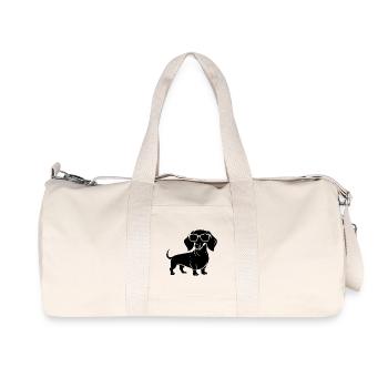 Dackel mit Sonnenbrille - Recycelte Canvas-Sporttasche von Stanley/Stella - Naturweiß - Vorne