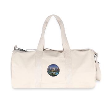 Melbourne City Skyline mit Vintage-Straßenbahn-Aufkleber - Recycelte Canvas-Sporttasche von Stanley/Stella - Naturweiß - Vorne