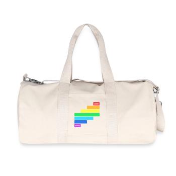 Love Wins - Regenbogen Querstreifen Design - Recycelte Canvas-Sporttasche von Stanley/Stella - Naturweiß - Vorne