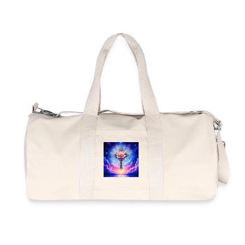 Blüten-Lotuskreuz am Sternenhimmel - Recycelte Canvas-Sporttasche von Stanley/Stella - Naturweiß - Vorne