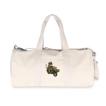 Ukraine Combat Kitten on Motorcycle (KZU) - Recycled Canvas Sports Bag by Stanley/Stella - natural - Front