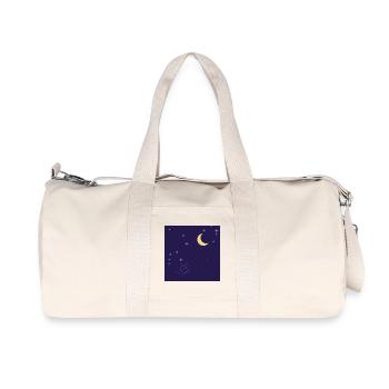 Sternennacht, Mond und violette Spirale - Recycelte Canvas-Sporttasche von Stanley/Stella - Naturweiß - Vorne