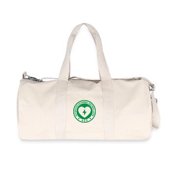 Automatischer externer Defibrillator-AED-Schildaufkleber - Recycelte Canvas-Sporttasche von Stanley/Stella - Naturweiß - Vorne