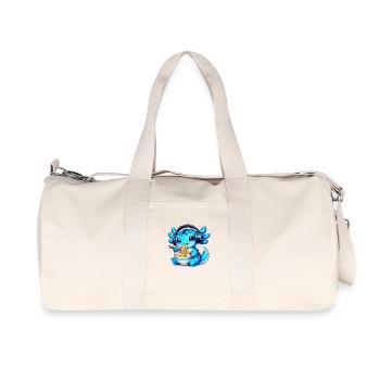 Kawaii Axolotl mit Kopfhörern und Ramen Gaming - Recycelte Canvas-Sporttasche von Stanley/Stella - Naturweiß - Vorne
