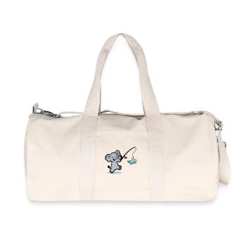 Schulkind Angeln Elefanten - Recycelte Canvas-Sporttasche von Stanley/Stella - Naturweiß - Vorne