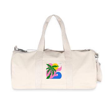 Abstrakte Palme & Sonne: Sommer Design - Recycelte Canvas-Sporttasche von Stanley/Stella - Naturweiß - Vorne