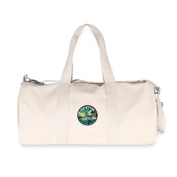 Destin Luckiest Fishing Village Retro Emblem - Recycled Canvas Sports Bag by Stanley/Stella - natural - Front