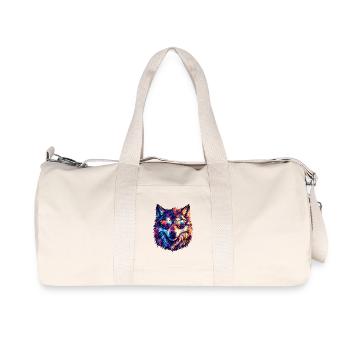 Colored wolf with sunglasses - Recycled Canvas Sports Bag by Stanley/Stella - natural - Front