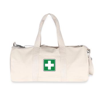 First Aid Medical Cross Green Healthcare Safety  - Recycled Canvas Sports Bag by Stanley/Stella - natural - Front