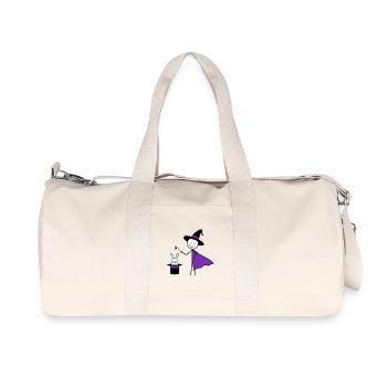 Stick figure as a magician conjures rabbit art - Recycled Canvas Sports Bag by Stanley/Stella - natural - Front