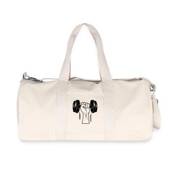 Fitness GYM dumbbel weight with fist - Recycled Canvas Sports Bag by Stanley/Stella - natural - Front