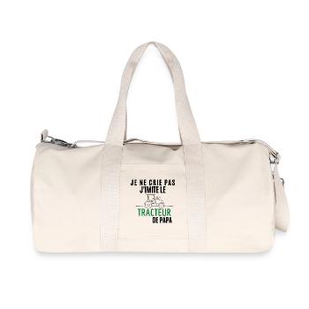 Je ne crie pas J'imite le Tracteur de Papa - Sac de sport en toile recyclée Stanley/Stella - blanc naturel - Devant
