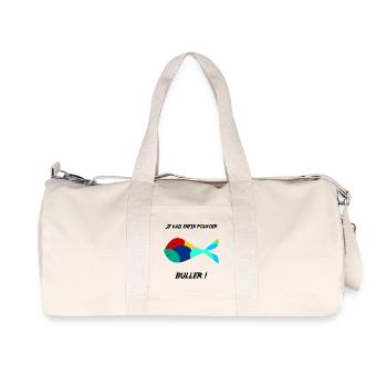 RETRAITE. HUMOUR. POISSON. BULLER. RETRAITE. DRÔLE - Sac de sport en toile recyclée Stanley/Stella - blanc naturel - Devant