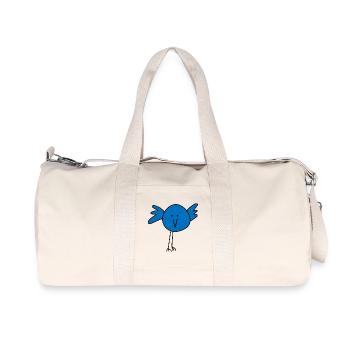 Visage d’oiseau ludique avec accent bleu - Sac de sport en toile recyclée Stanley/Stella - blanc naturel - Devant