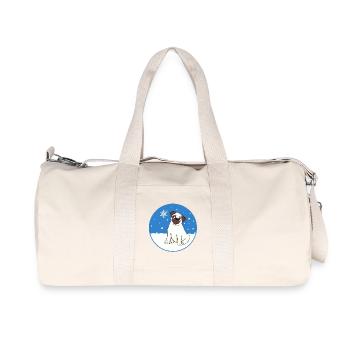 Mops im Schnee - Recycelte Canvas-Sporttasche von Stanley/Stella - Naturweiß - Vorne