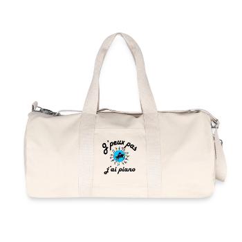 J'peux pas j'ai piano texte noir - Sac de sport en toile recyclée Stanley/Stella - blanc naturel - Devant
