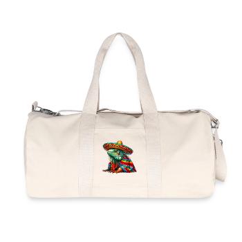 Mexican Iguana with Poncho and Sombrero Mexico - Recycled Canvas Sports Bag by Stanley/Stella - natural - Front