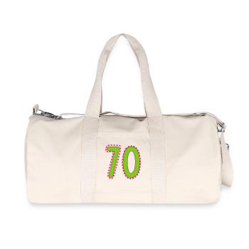 70. 70 JAHRE. 70. JAHRESTAG. 70-JÄHRIGES JUBILÄUM. - Recycelte Canvas-Sporttasche von Stanley/Stella - Naturweiß - Vorne