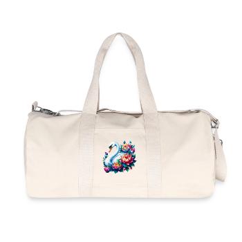 Cygne décoré de fleurs de lotus - Sac de sport en toile recyclée Stanley/Stella - blanc naturel - Devant