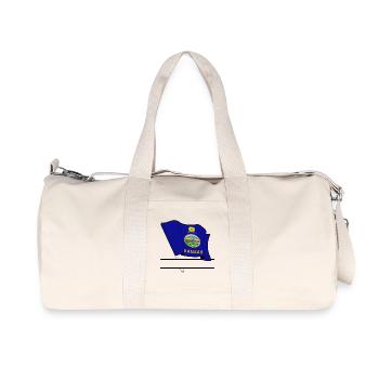Drapeau Kansas bannière de texte - Sac de sport en toile recyclée Stanley/Stella - blanc naturel - Devant