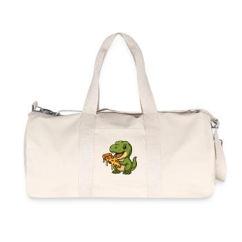 Cute Dino T-Rex Cartoon Pizza Lover - Recycled Canvas Sports Bag by Stanley/Stella - natural - Front