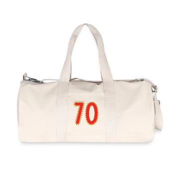 70. 70 ANS. 70e ANNIVERSAIRE. ANNIVERSAIRE 70 ANS. - Sac de sport en toile recyclée Stanley/Stella - blanc naturel - Devant