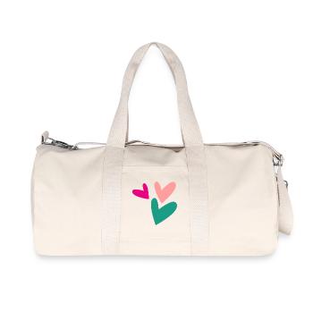 HERZ. PAPA. MAMA. NOEL. WEIHNACHTEN. Junggesellinnenabschied. BEBE. KIND. - Recycelte Canvas-Sporttasche von Stanley/Stella - Naturweiß - Vorne