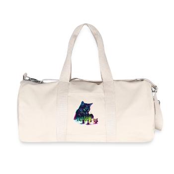 Motif d'échecs chat noir néon - Sac de sport en toile recyclée Stanley/Stella - blanc naturel - Devant